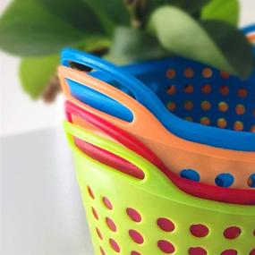 img 2 attached to 🖍️ 12 Pcs Round Pencil Basket - Colorful Plastic Mesh Bins for Classroom and Office Organization