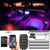 48 led chip car interior led sunpie strip lights – 8.8ft length app 🚗 and remote control car led atmosphere lights, sync to music, dc 12v car charger included logo