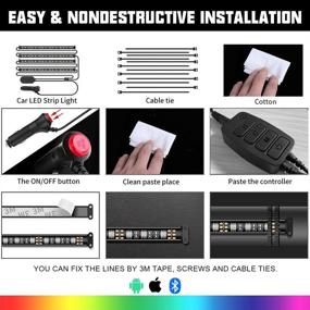 img 1 attached to 48 LED Chip Car Interior LED SUNPIE Strip Lights – 8.8ft Length App 🚗 and Remote Control Car LED Atmosphere Lights, Sync to Music, DC 12V Car Charger Included