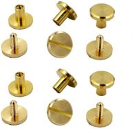 🔩 12 pairs of brass backscrews with hole punch - golden leather fasteners for sturdy binding rivets, belt straps, collars, and more - length: 0.237 inch logo