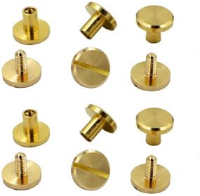 img 1 attached to 🔩 12 Pairs of Brass Backscrews with Hole Punch - Golden Leather Fasteners for Sturdy Binding Rivets, Belt Straps, Collars, and More - Length: 0.237 inch