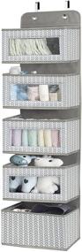 img 4 attached to 🗂 Grey Over Door Hanging Organizer with 5 Large Pockets - Wall Mount Pantry Storage featuring Clear Window and 2 Sturdy Metal Hooks for Closet, Bathroom, Nursery, Dorm, Toys