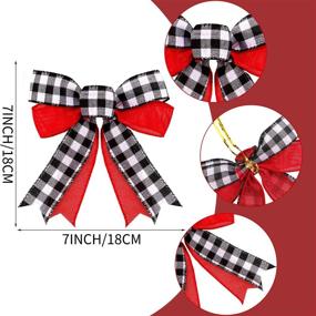 img 2 attached to 🎁 8 Pack Christmas Holiday Bows - Black & White Buffalo Plaid - Ideal for Christmas Wreaths, Indoor and Outdoor Decorations - 7 Inch Red Christmas Bows