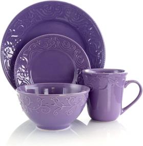 img 3 attached to 🍽️ Elama 930102837M ELM Lilac Fields Dinnerware Set - 16-Piece