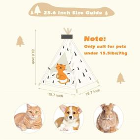 img 2 attached to EMUST Pet Teepee: Large Portable Tent Bed for Dogs, Cats, and Rabbits - Thick Cushion, Washable, 24/28 Inch Tall, Supports up to 33lbs