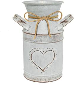 img 4 attached to 🖤 Timoo Rustic Milk Jug Vase: White Farmhouse Decor with Heart-Shaped Design – Perfect for Wedding, Home, Office, and Garden Decoration