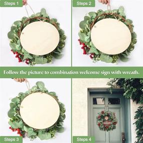 img 1 attached to Elegant Artificial Eucalyptus Wreath with Red Berries & Welcome Sign – Versatile Farmhouse Décor for Front Door, Porch or Indoor Display – Large 20-inch Christmas & Thanksgiving Wreaths for All Seasons!