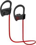 🎧 ondigo wx610 wireless, bluetooth headphones with microphone: waterproof, sweatproof sport earbuds, noise cancelling headset – red/black logo