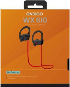 img 3 attached to 🎧 Ondigo WX610 Wireless, Bluetooth Headphones with Microphone: Waterproof, Sweatproof Sport Earbuds, Noise Cancelling Headset – Red/Black