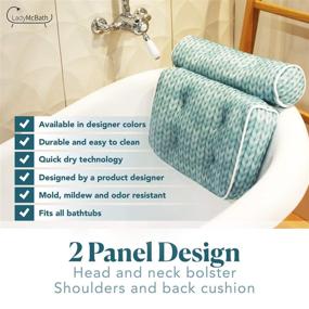 img 1 attached to 🛀 Luxury Lady McBath Bathtub Pillow - Support for Neck and Back in the Tub - Strong Suction Cups, Machine Washable Bath Accessory for Ultimate Relaxation (Turquoise)