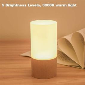 img 2 attached to 🌙 Modern Small LED Wood Table Lamp: Dimmable Night Light for Bedroom, Creative Home Decor & Unique Warm Beech Wood Gift