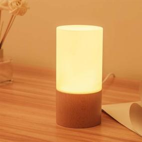 img 4 attached to 🌙 Modern Small LED Wood Table Lamp: Dimmable Night Light for Bedroom, Creative Home Decor & Unique Warm Beech Wood Gift