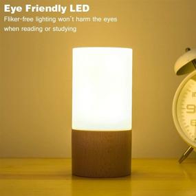 img 3 attached to 🌙 Modern Small LED Wood Table Lamp: Dimmable Night Light for Bedroom, Creative Home Decor & Unique Warm Beech Wood Gift