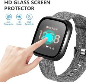 img 1 attached to 📱 Yolovie Совместимый чехол для Fitbit Versa 2: Защитное стекло для экрана с ультратонкой HD-пленкой и жестким бампером из ПК - Защитная рамка в черном Versa 2 - Технология без пузырей