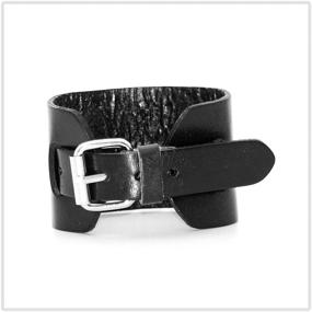 img 2 attached to 🔗 Mgutillart Punk Rock Wide Leather Belt Buckle Cuff Bracelet: Edgy Style and Fashion Statement