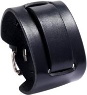 🔗 mgutillart punk rock wide leather belt buckle cuff bracelet: edgy style and fashion statement logo