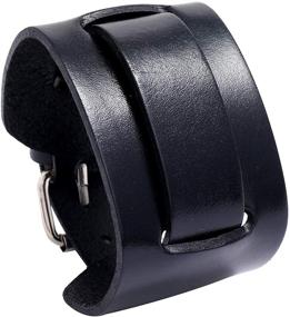 img 4 attached to 🔗 Mgutillart Punk Rock Wide Leather Belt Buckle Cuff Bracelet: Edgy Style and Fashion Statement