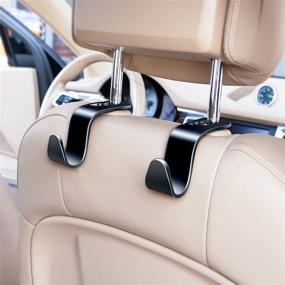 img 1 attached to 🧷 EldHus Car Headrest Hooks with Release Clip and Mask Holder - 4 Pack