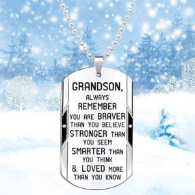 img 2 attached to 👨 Grandson Inspirational Necklace - Empowering You with Bravery, Strength, and Wisdom