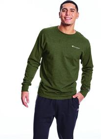 img 2 attached to Champion Men's Classic Long Sleeve Tee with Left Chest Script: A Timeless Wardrobe Staple