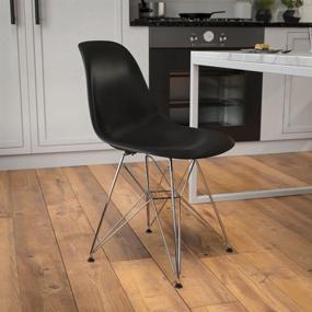 img 4 attached to 💺 SEO-Optimized: Black Plastic Chair with Chrome Base from Flash Furniture's Elon Series