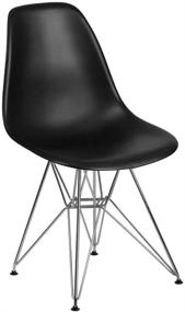 img 3 attached to 💺 Оптимизированный для SEO: черный пластиковый стул с хромированной основой из серии Flash Furniture Elon.