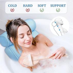 img 3 attached to 🛁 JEEDOVIA Bathtub Pillow - Spa Pillow for Tub with Powerful Suction Cups & Hook - Hot Tub Headrest Cushion - Comfortable Bath Pillow with Back and Head Support (Blue)