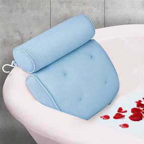 img 4 attached to 🛁 JEEDOVIA Bathtub Pillow - Spa Pillow for Tub with Powerful Suction Cups & Hook - Hot Tub Headrest Cushion - Comfortable Bath Pillow with Back and Head Support (Blue)