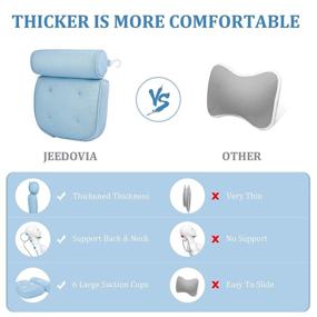 img 2 attached to 🛁 JEEDOVIA Bathtub Pillow - Spa Pillow for Tub with Powerful Suction Cups & Hook - Hot Tub Headrest Cushion - Comfortable Bath Pillow with Back and Head Support (Blue)