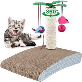 img 4 attached to 🐱 Graffitimaster 3-in-1 Coconut Island Cat Scratch Pad: Ultimate Indoor Cat Scratcher with Interactive Toys, Reversible Design, and Natural Sisal Rope