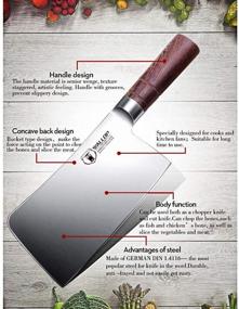 img 2 attached to 🔪 Wallop Chinese Chopper Meat Cleaver Knife 7.5 inch - High-Quality German Stainless Steel Kitchen Bone Knife, Ergonomic Wenge Wood Handle for Home Kitchen or Restaurant, Ideal Chopping Butcher Knife