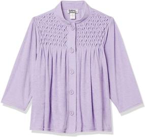 img 1 attached to 🧥 AmeriMark Women's Terry Knit Bed Jacket: Cozy Button-Down with Waffle Weave Yoke
