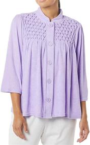 img 4 attached to 🧥 AmeriMark Women's Terry Knit Bed Jacket: Cozy Button-Down with Waffle Weave Yoke