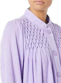 img 2 attached to 🧥 AmeriMark Women's Terry Knit Bed Jacket: Cozy Button-Down with Waffle Weave Yoke