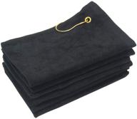 🏌️ georgiabags 6 pack terry velour golf towels, 11x18 fingertip towels, sport towels with corner grommet & hook (black, 6) logo