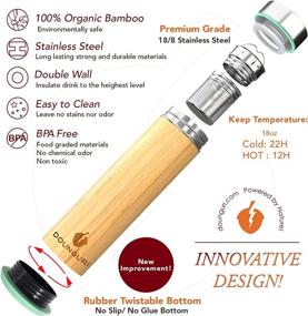 img 1 attached to DOUNGURI Bamboo Tea Tumbler Mug with Strainer Infuser - 18oz Stainless Steel Thermos for Loose Leaf 🍵 Tea/Coffee on-the-go, Vacuum Insulated Travel Bottle for Hot and Cold Beverages, Leak Proof Design - A Perfect Gift!