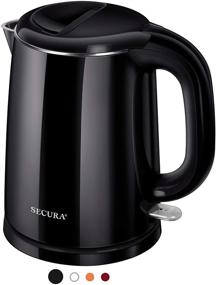 img 3 attached to 🍵 Secura 1.0L Stainless Steel Double Wall Electric Kettle for Tea & Coffee with Auto Shut-Off and Boil-Dry Protection - Black