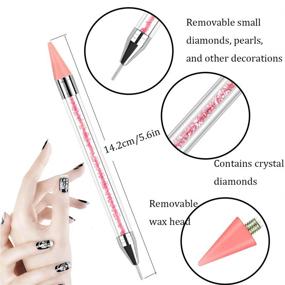 img 3 attached to 💎 Wax Pencil for Rhinestones - Acrylic Handle Dual End Rhinestone Picker Dotting Pen with 3 Extra Wax Pen Tips – Crystal Gemstone Applicator Tool for Nail Art (Pack of 3)