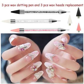 img 2 attached to 💎 Wax Pencil for Rhinestones - Acrylic Handle Dual End Rhinestone Picker Dotting Pen with 3 Extra Wax Pen Tips – Crystal Gemstone Applicator Tool for Nail Art (Pack of 3)