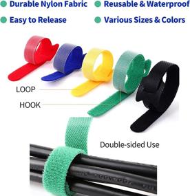 img 2 attached to 🔗 Multipurpose Reusable Cable Ties - 60 Pack Cord Straps with Hook and Loop for Office, Home, TV, Workshop, PC Desk: Cable Management Organizer Kit