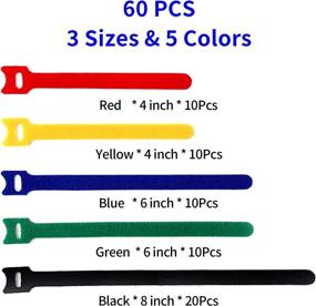 img 3 attached to 🔗 Multipurpose Reusable Cable Ties - 60 Pack Cord Straps with Hook and Loop for Office, Home, TV, Workshop, PC Desk: Cable Management Organizer Kit