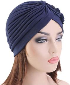 img 2 attached to 🌸 Qianmome Womens Sequin Flower Turban: Stylish Headwrap for Elegant Muslim Beanie and Chemo Cap