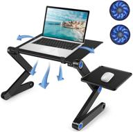 🎁 adjustable laptop table for bed with cooling fans, mouse pad – ergonomic lap desk for office sofa, couch – ideal birthday gifts for mom, dad, students, friends logo