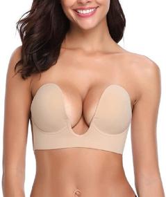 img 4 attached to 👙 Dopheuor Push Up Plunge Strapless Sticky Adhesive Bra: Deep U-Shaped, Invisible Backless Bra for Women - Ultimate Support and Comfort