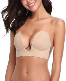 img 3 attached to 👙 Dopheuor Push Up Plunge Strapless Sticky Adhesive Bra: Deep U-Shaped, Invisible Backless Bra for Women - Ultimate Support and Comfort