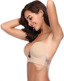 img 2 attached to 👙 Dopheuor Push Up Plunge Strapless Sticky Adhesive Bra: Deep U-Shaped, Invisible Backless Bra for Women - Ultimate Support and Comfort