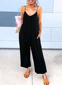 img 3 attached to 👗 BLENCOT Adjustable Spaghetti Sleeveless Jumpsuits for Women – Perfect Women's Clothing in Jumpsuits, Rompers & Overalls