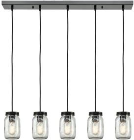 img 4 attached to EUL Mason Jar Kitchen Island Pendant Lights 5-Light Glass Jar Chandelier in Oil Rubbed Bronze - Adjustable and Stylish Lighting Fixture