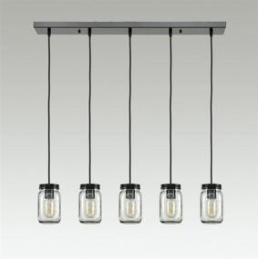 img 3 attached to EUL Mason Jar Kitchen Island Pendant Lights 5-Light Glass Jar Chandelier in Oil Rubbed Bronze - Adjustable and Stylish Lighting Fixture