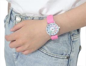 img 2 attached to 🌸 Big Bang Kids Analog Watch for Girls, Soft Cloth Strap for Learning Time, First Watch to Study Todder Time, Kindergarten Timepiece, Pink Watch for Girls Ages 7-10